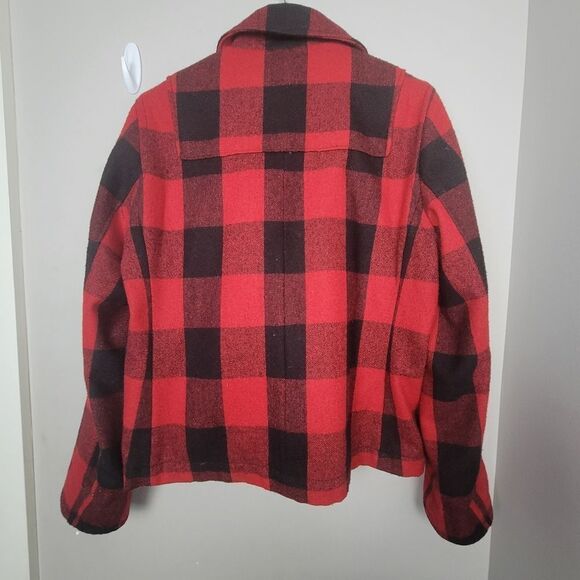 GARNET HILL wool JACKET buffalo check plaid Lined Red Black Toggle buttons 16 - Picture 4 of 4